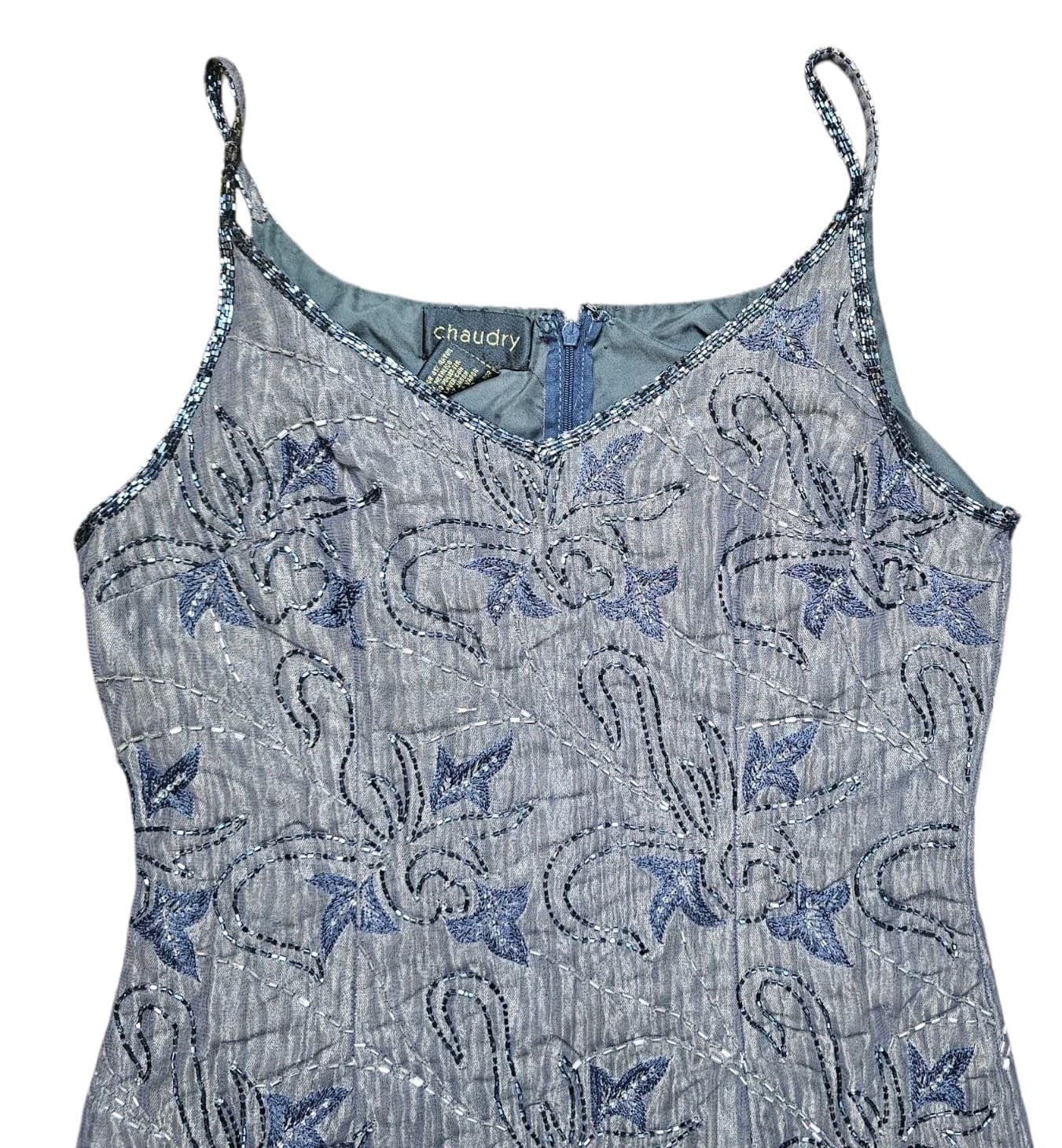 Chaudry Nwt Beadedand Embroidered Floral Dress Womans Size M - Thumbnail 4