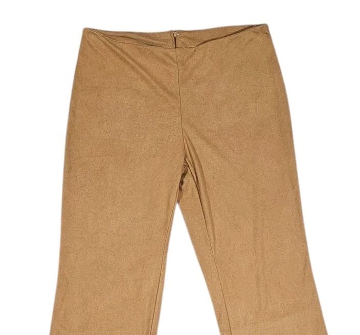 Vintage Krizzia D Tan Brown 28"X30.5" L Knit Stetch Tie Boot Flared Pants - Thumbnail 2