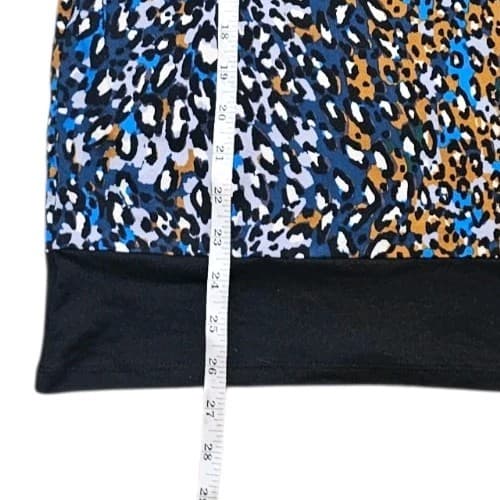 Nine West Blue Yellow abstract Leapard Pebble Print Top Womans Medium - Thumbnail 9