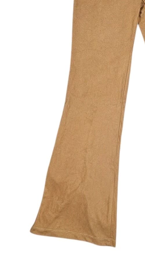Vintage Krizzia D Tan Brown 28"X30.5" L Knit Stetch Tie Boot Flared Pants - Thumbnail 3