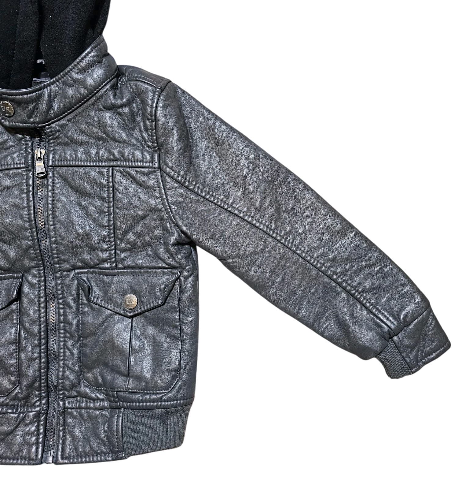 Urban Republic Hooded Faux Leather Bomber Jacket Boys Size 5/6 - Thumbnail 5
