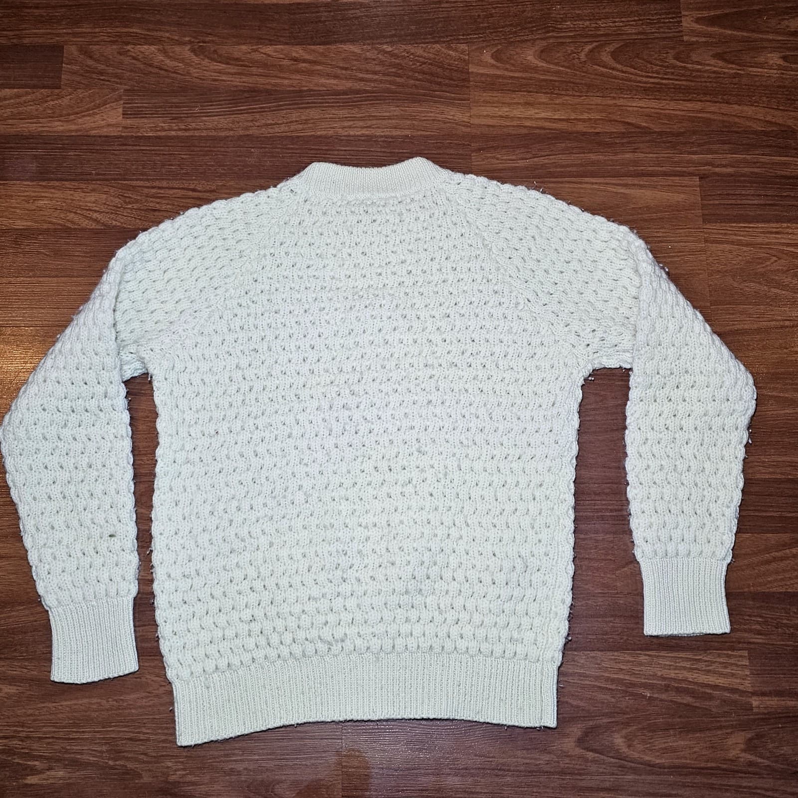 Deans Of Scotland White Cable Knit Vintage 100% Wool Sweater Size 40(m) - Thumbnail 7