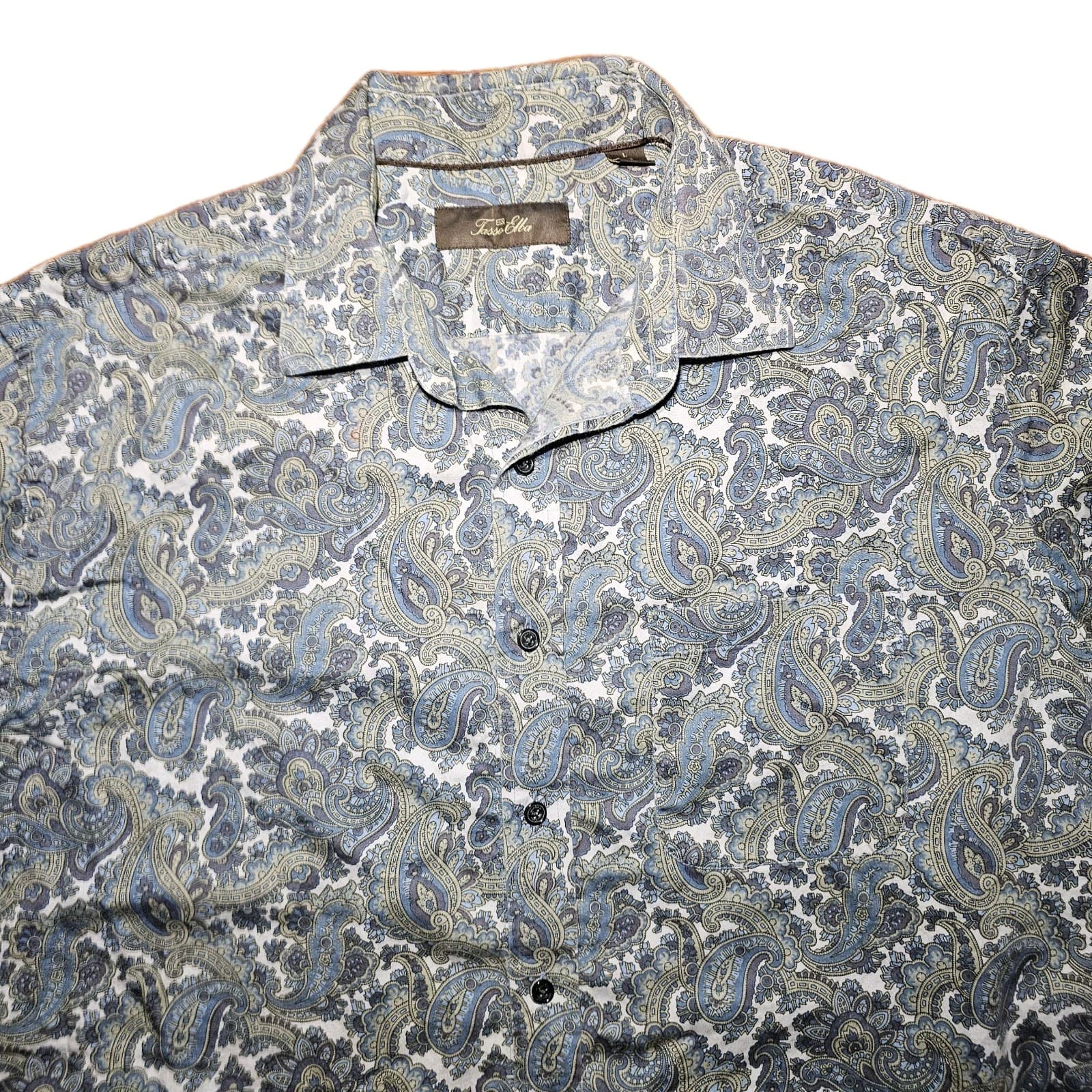Tasso Elba Shirt Mens Large Blue Paisley Long Sleeve Button Up - Thumbnail 2