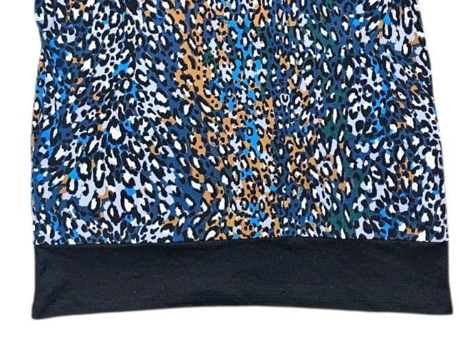 Nine West Blue Yellow abstract Leapard Pebble Print Top Womans Medium - Thumbnail 6