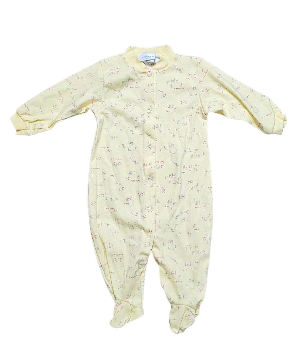 Carter's Starters Girls Yellow W Flowers 6-9 Months Sleeper Nwt 100% Cotton