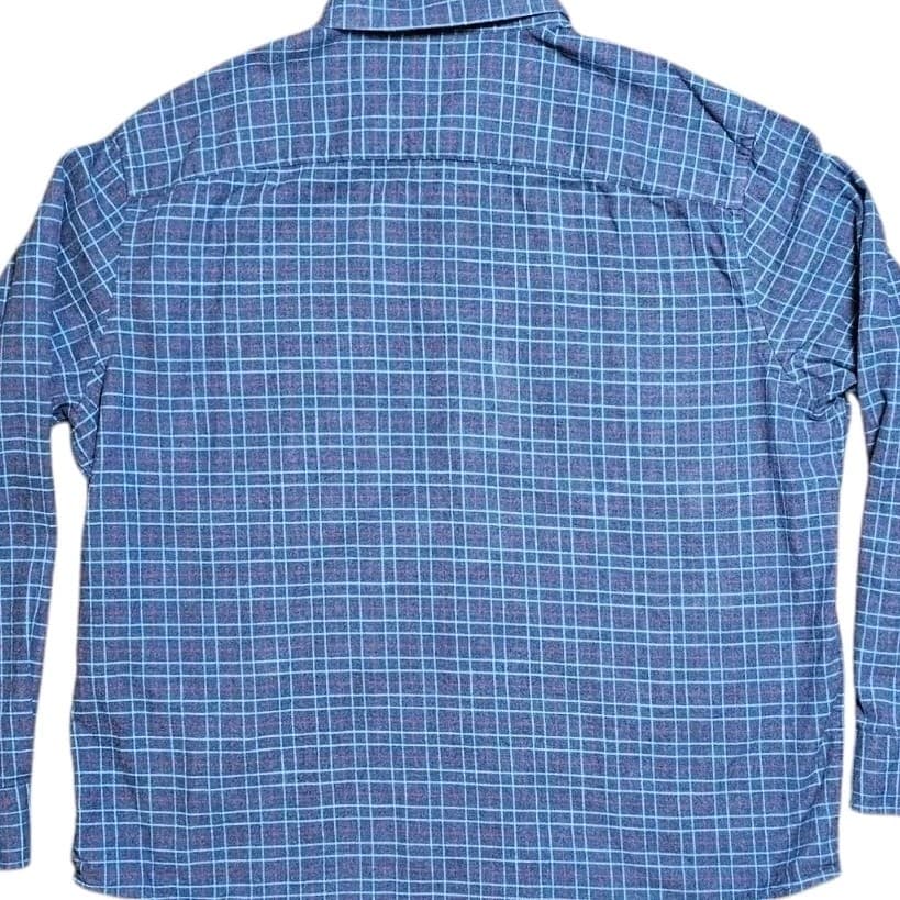 Untuckit Shirt Mens Xxl Blue Cotton Flannel Dress Button Up - Thumbnail 7