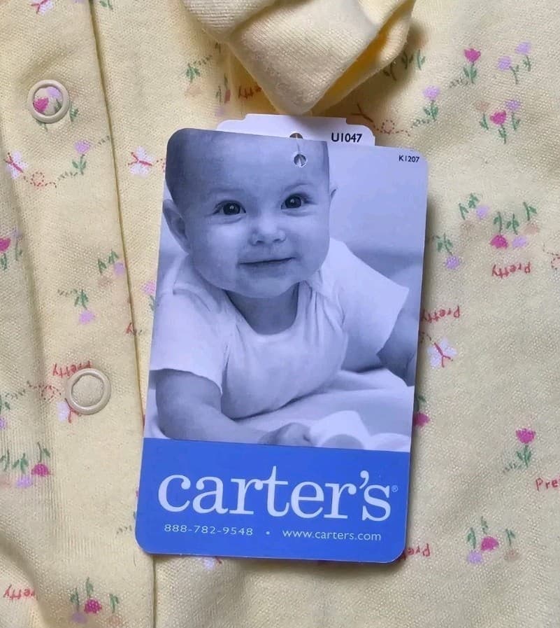 Carter's Starters Girls Yellow W Flowers 6-9 Months Sleeper Nwt 100% Cotton - Thumbnail 5