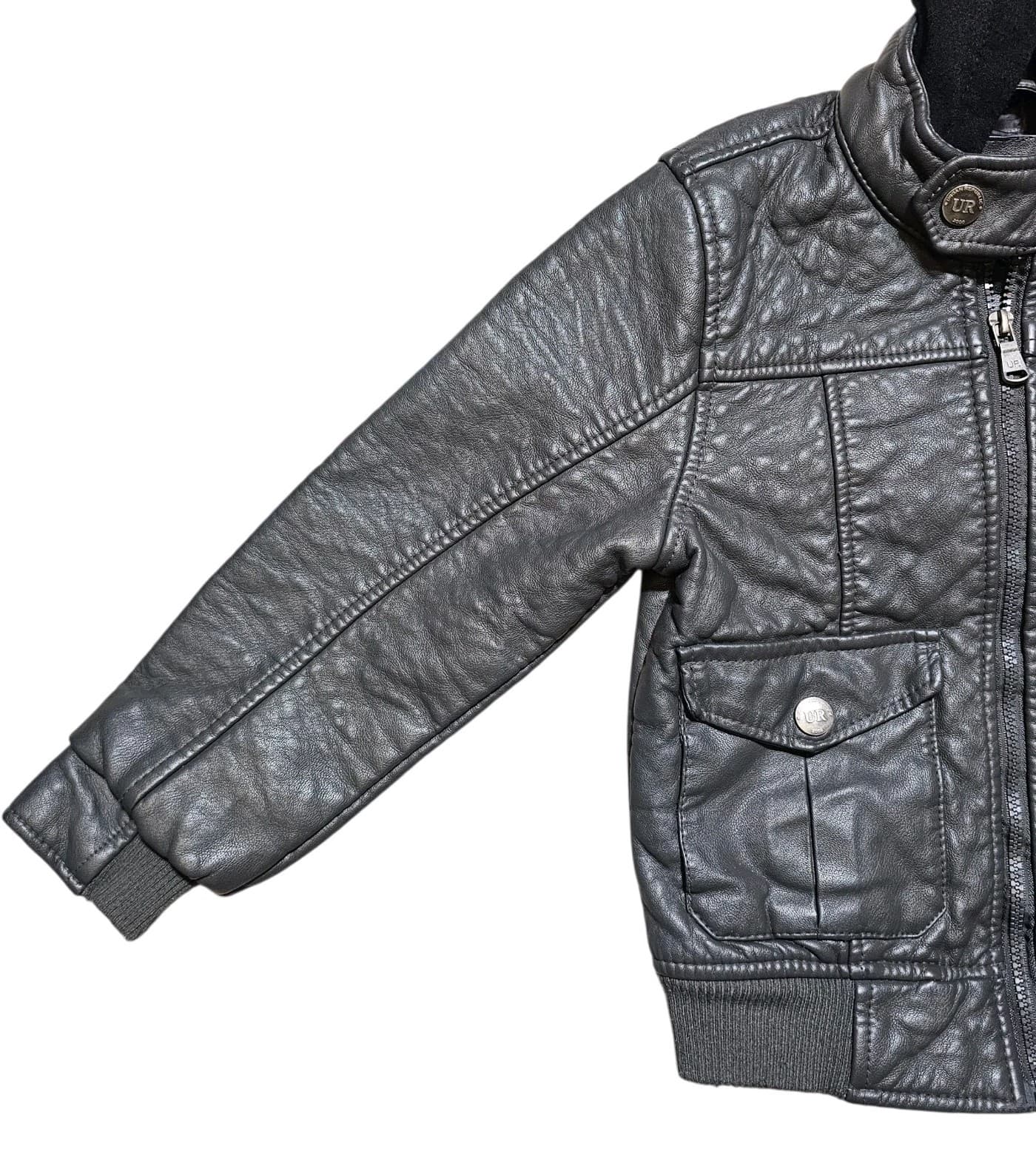 Urban Republic Hooded Faux Leather Bomber Jacket Boys Size 5/6 - Thumbnail 6