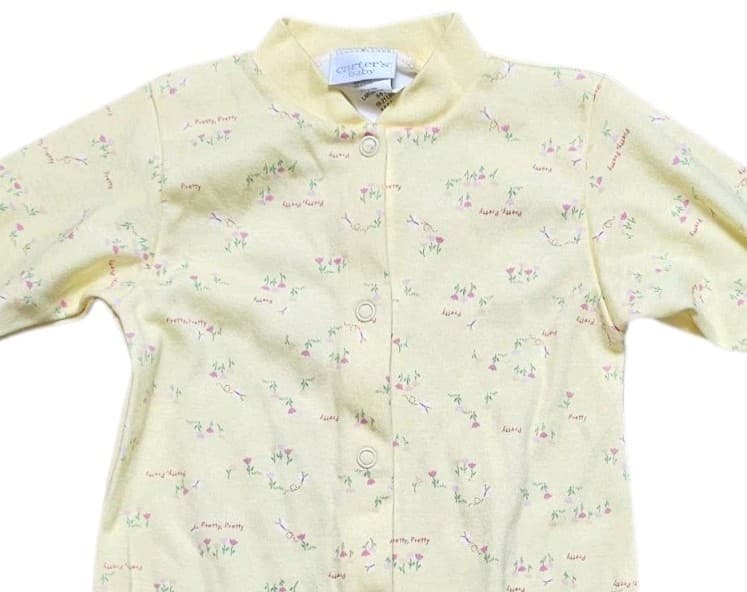 Carter's Starters Girls Yellow W Flowers 6-9 Months Sleeper Nwt 100% Cotton - Thumbnail 2