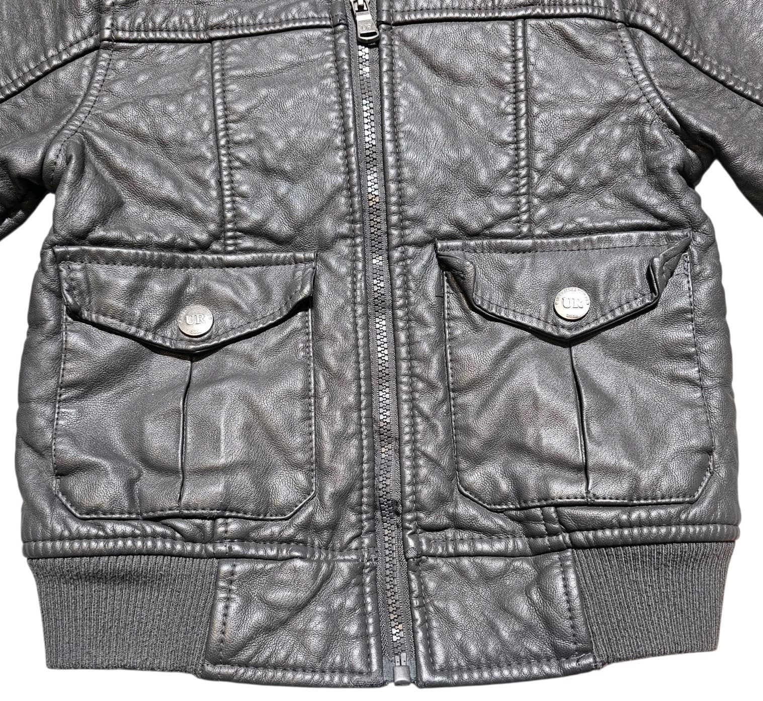 Urban Republic Hooded Faux Leather Bomber Jacket Boys Size 5/6 - Thumbnail 3