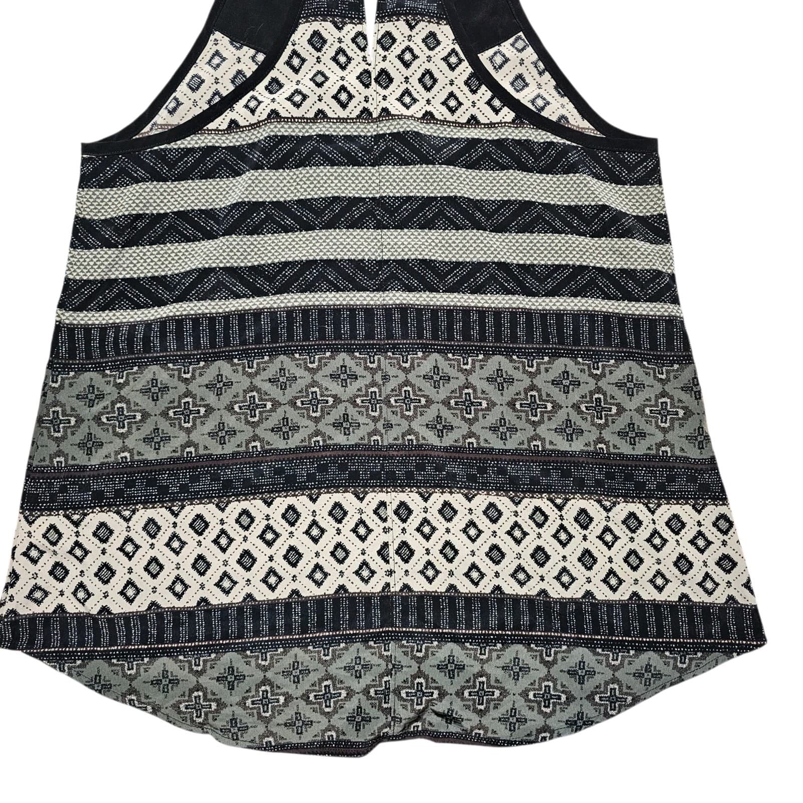 Athleta Halter Tank Top Black Green Boho Tribal Print Adjustable Tie Size Small - Thumbnail 4