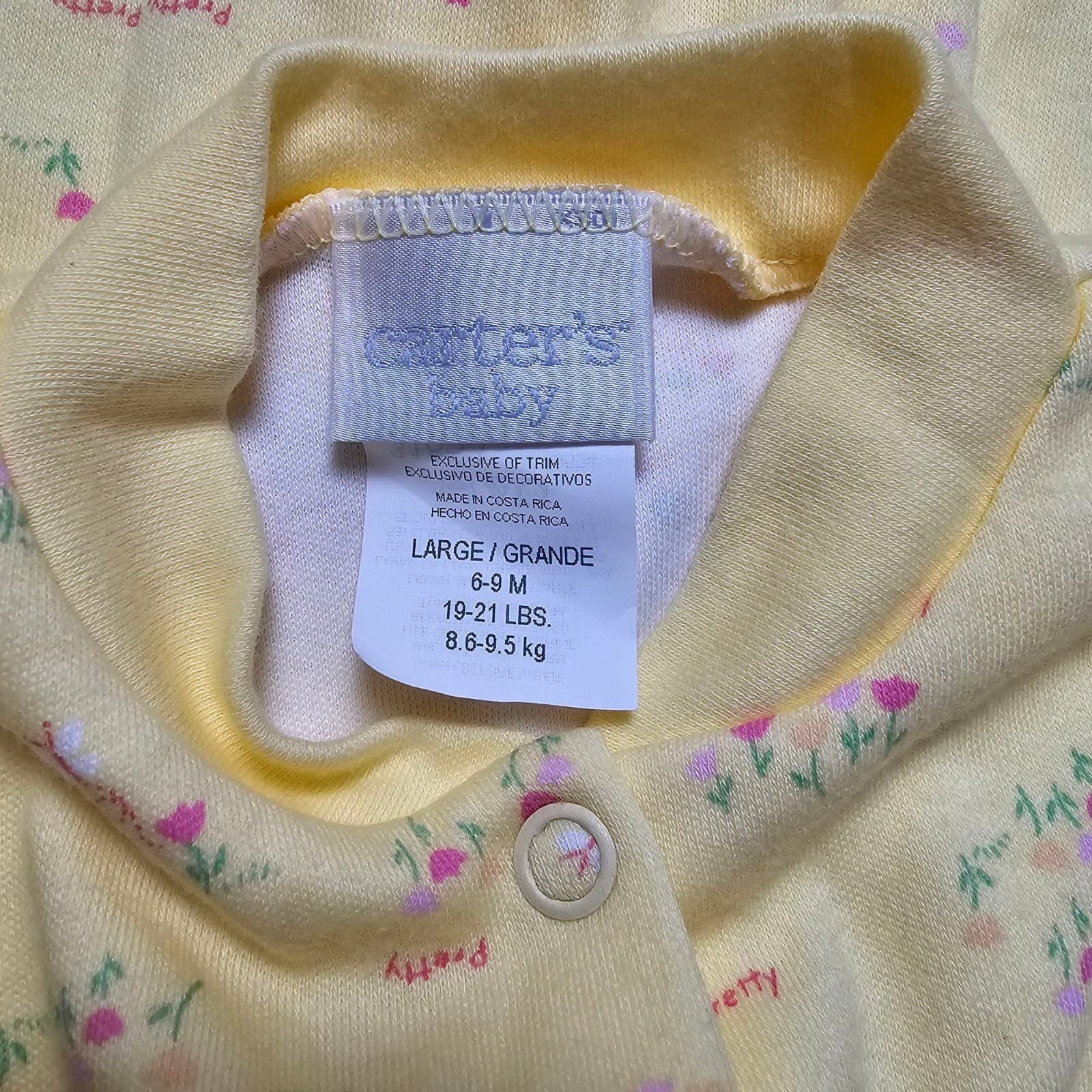 Carter's Starters Girls Yellow W Flowers 6-9 Months Sleeper Nwt 100% Cotton - Thumbnail 4