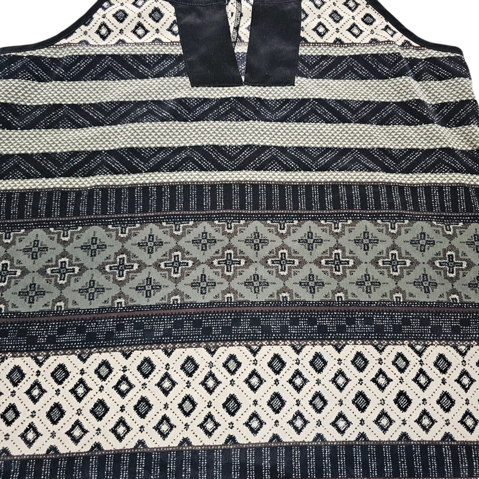 Athleta Halter Tank Top Black Green Boho Tribal Print Adjustable Tie Size Small - Thumbnail 12