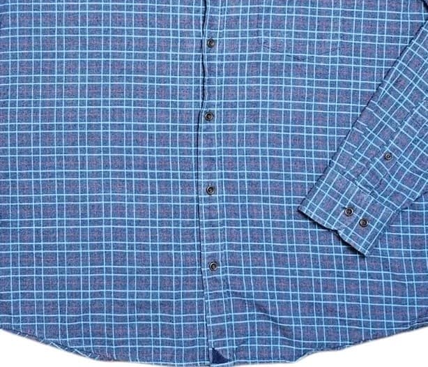 Untuckit Shirt Mens Xxl Blue Cotton Flannel Dress Button Up - Thumbnail 10