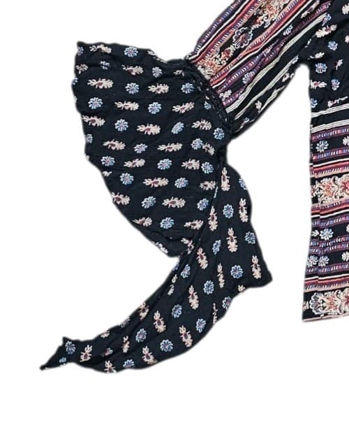Angie Boho Border Print Peasant Blouse Bell Sleeve Paisley Top Womans Size Large - Thumbnail 6