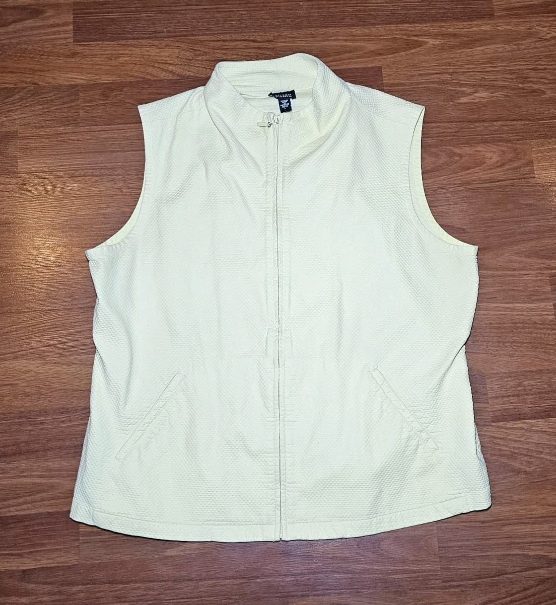 Eilewn Fisher Women's Size L Vest Yellow 2 Pockets Fleece Lined