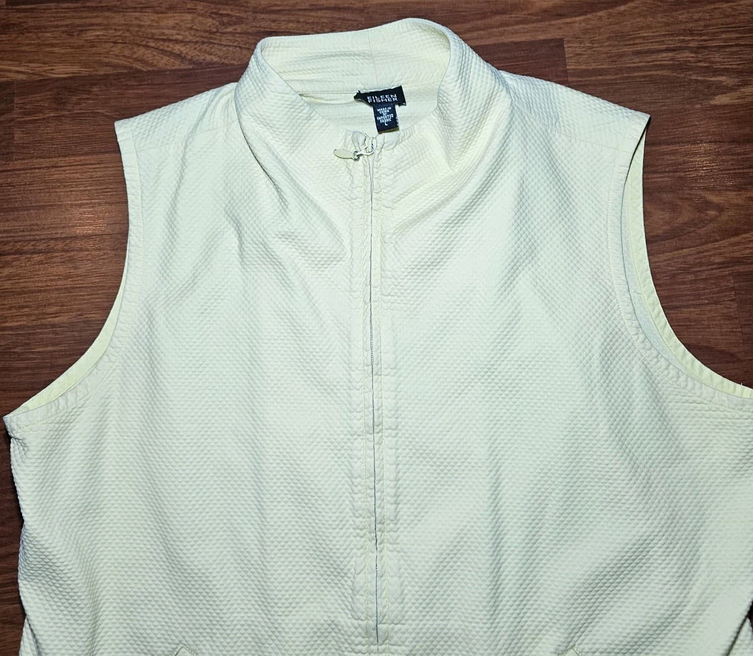 Eilewn Fisher Women's Size L Vest Yellow 2 Pockets Fleece Lined - Thumbnail 2