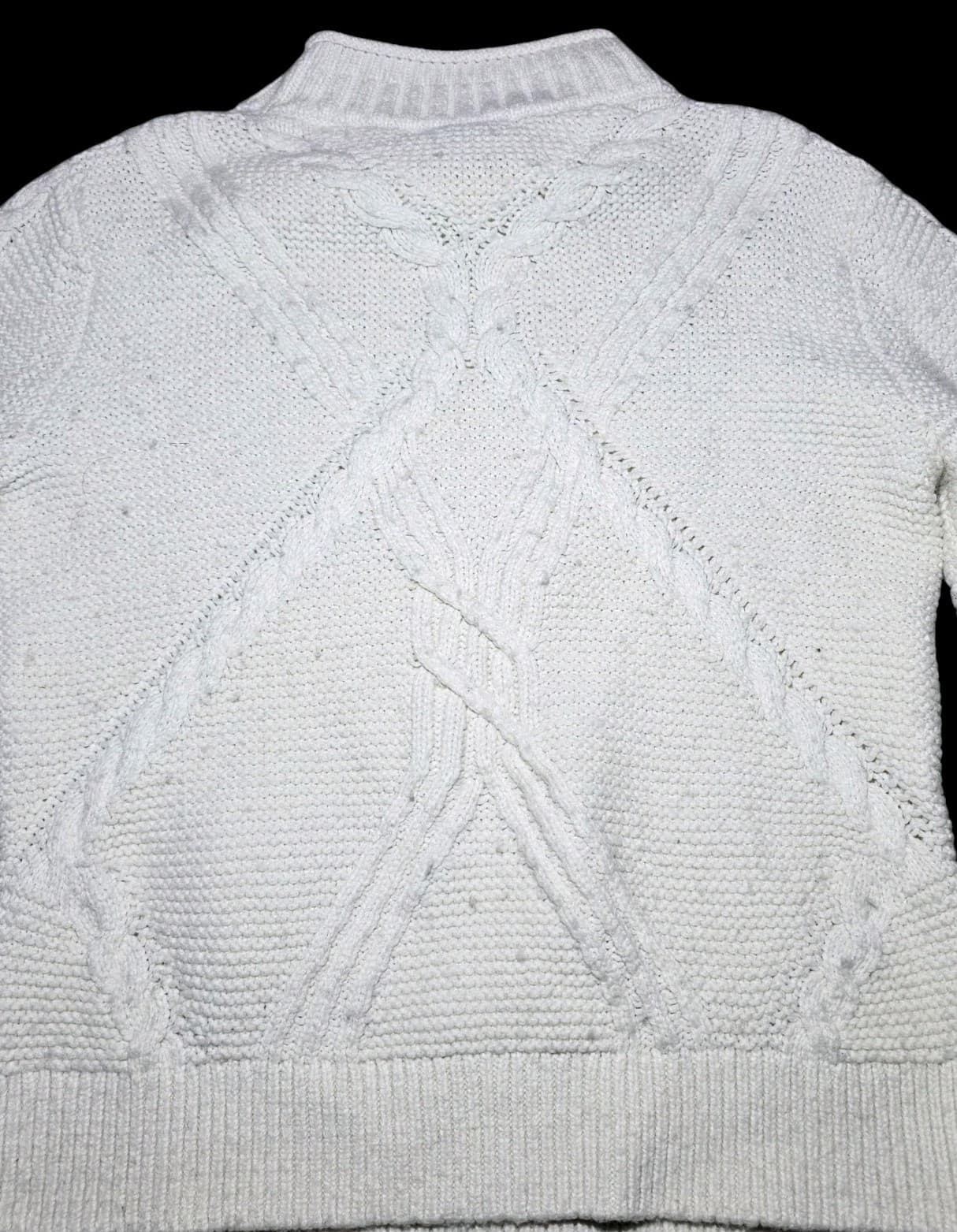 Banana Republic Cable Knit Sweater womans White Long Sleeve Size Small - Thumbnail 9