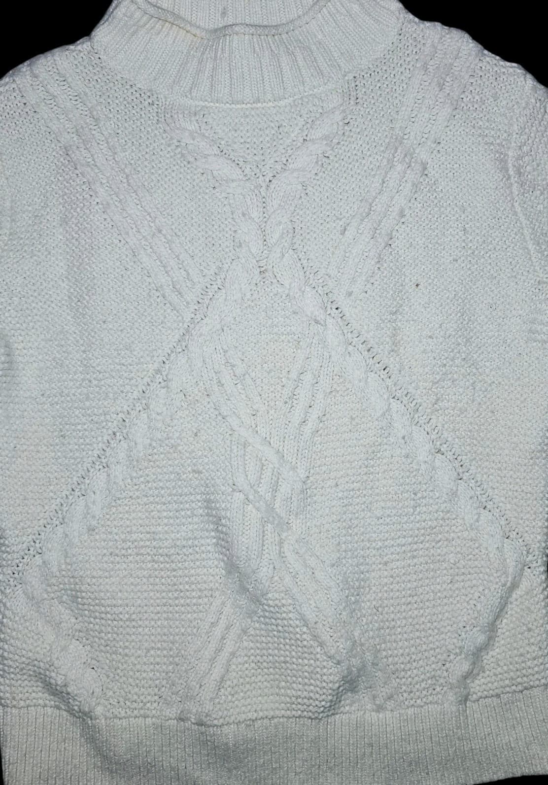 Banana Republic Cable Knit Sweater womans White Long Sleeve Size Small - Thumbnail 2