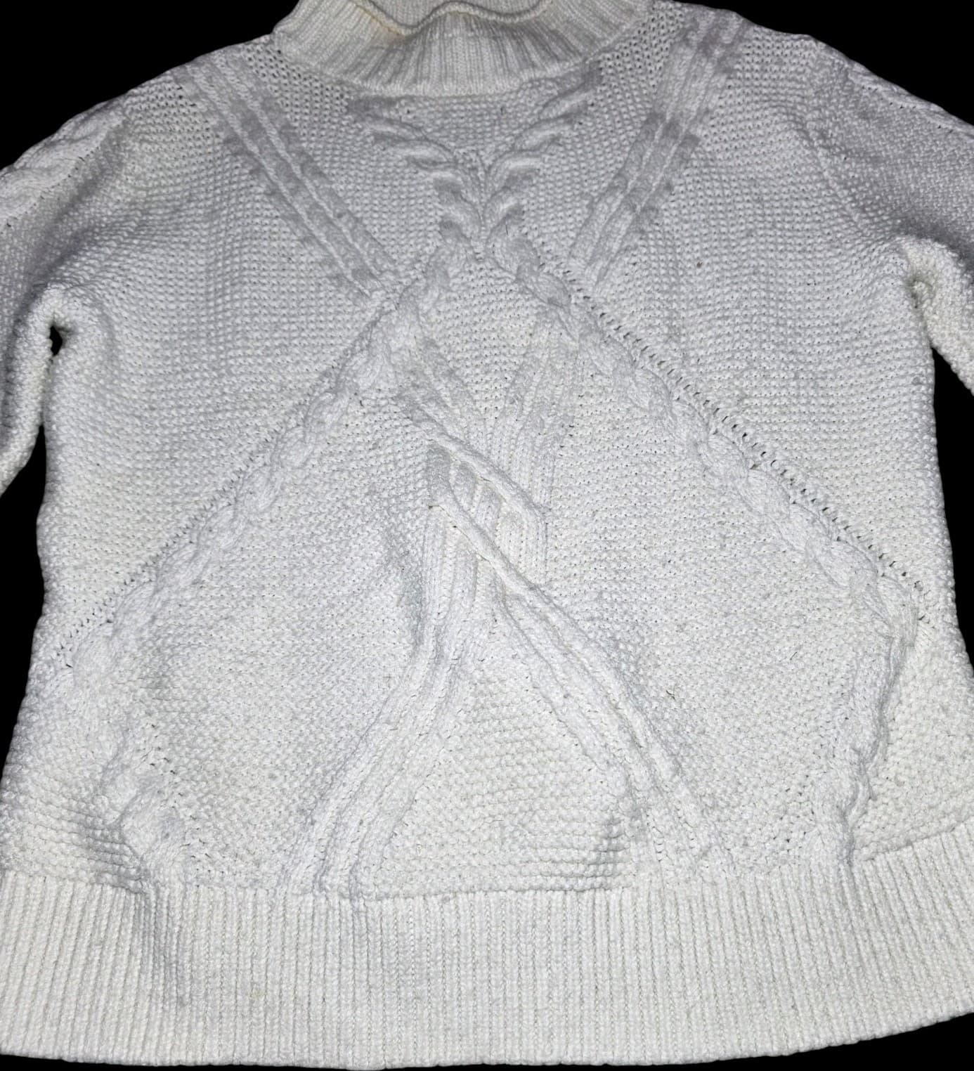 Banana Republic Cable Knit Sweater womans White Long Sleeve Size Small - Thumbnail 5