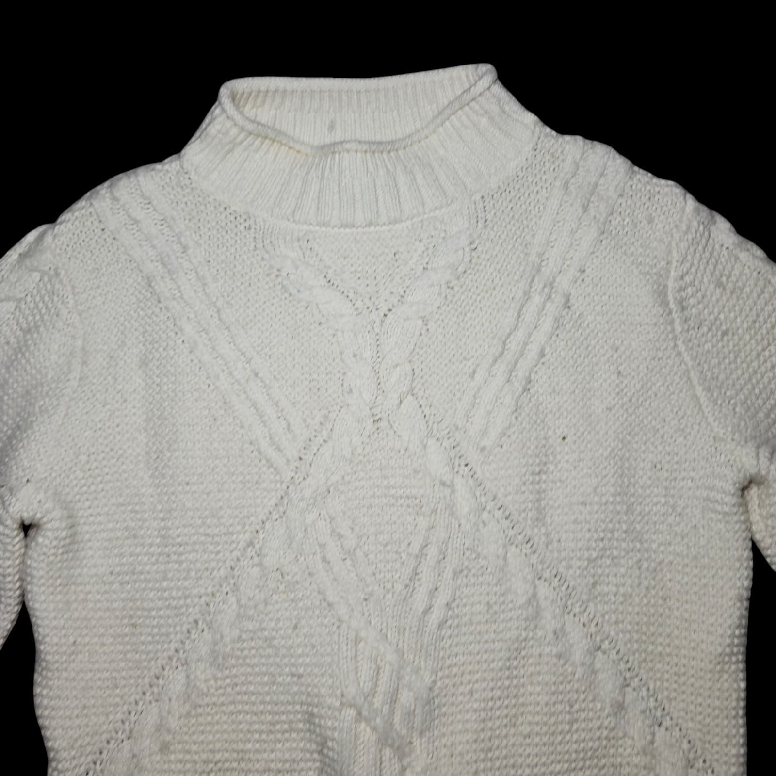 Banana Republic Cable Knit Sweater womans White Long Sleeve Size Small - Thumbnail 12