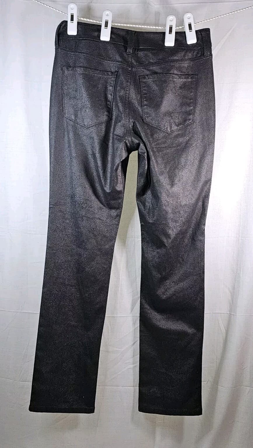 Nydj Legging Pants Black Shiny Skinny Fit Womans Size 2p - Thumbnail 7
