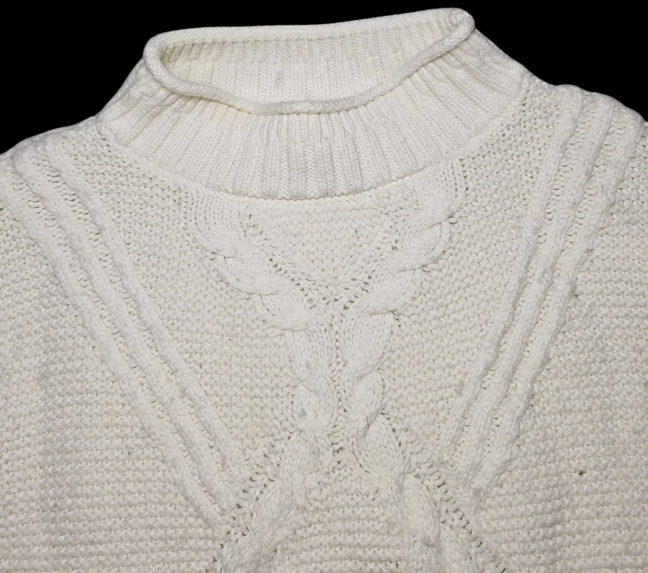 Banana Republic Cable Knit Sweater womans White Long Sleeve Size Small - Thumbnail 4