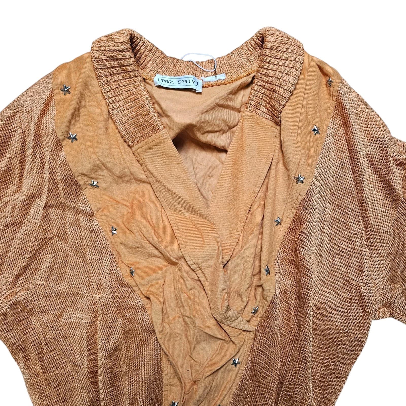 Vintage 1980s MARC D'ALCY Dolman Sleeves Deep V Sweater And Skirt - Thumbnail 3