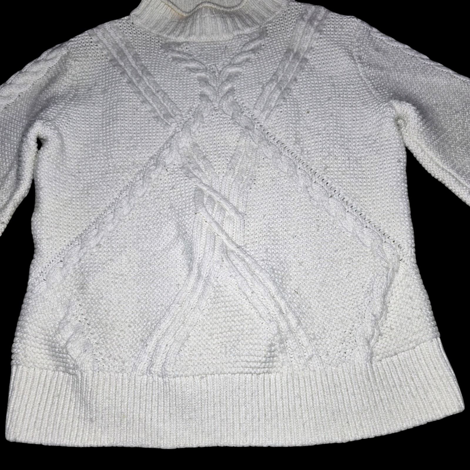 Banana Republic Cable Knit Sweater womans White Long Sleeve Size Small - Thumbnail 15