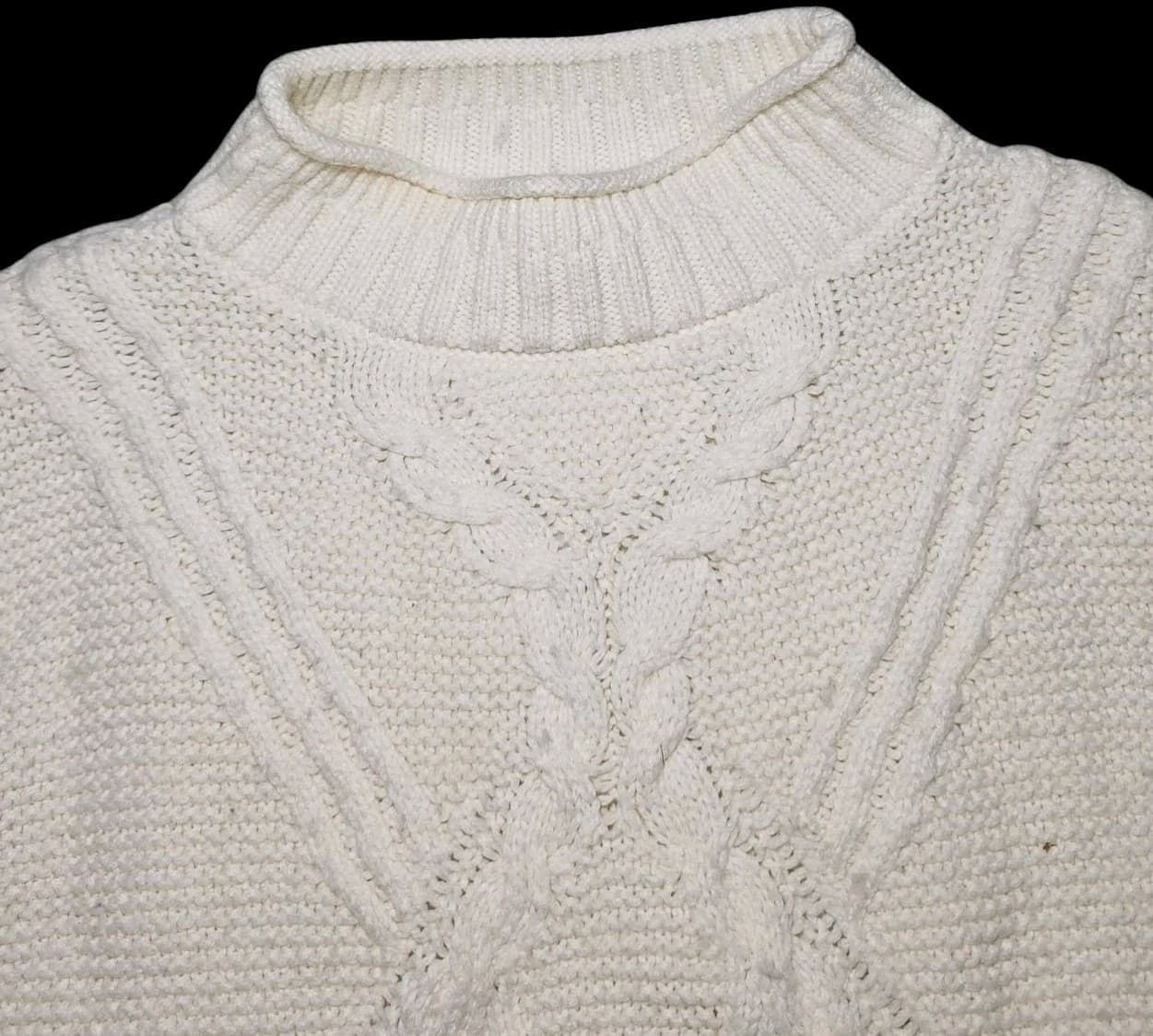 Banana Republic Cable Knit Sweater womans White Long Sleeve Size Small - Thumbnail 14