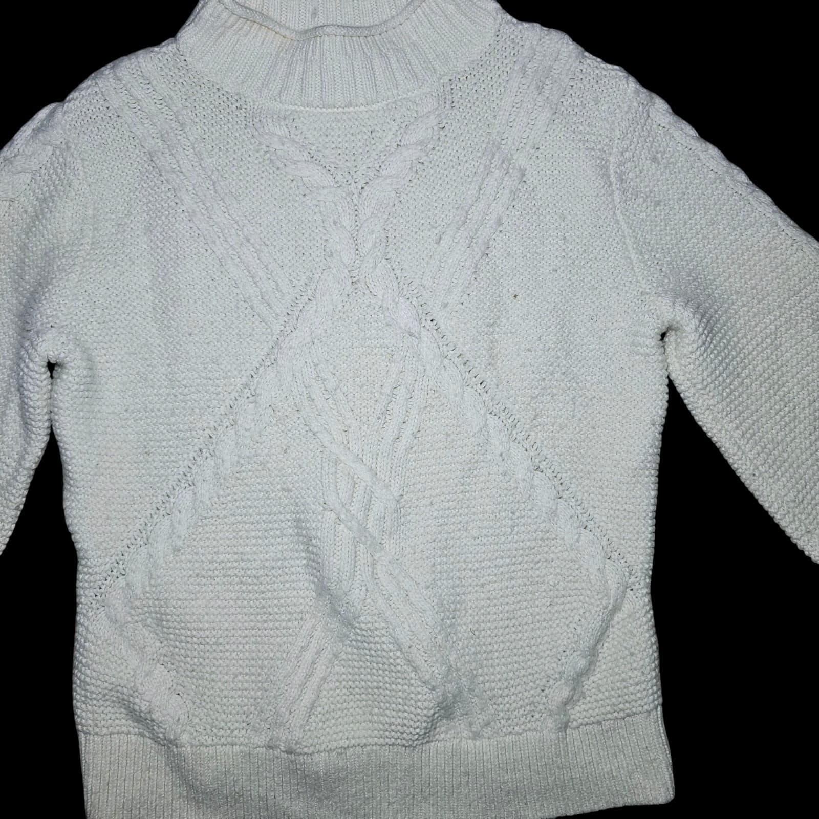 Banana Republic Cable Knit Sweater womans White Long Sleeve Size Small - Thumbnail 13