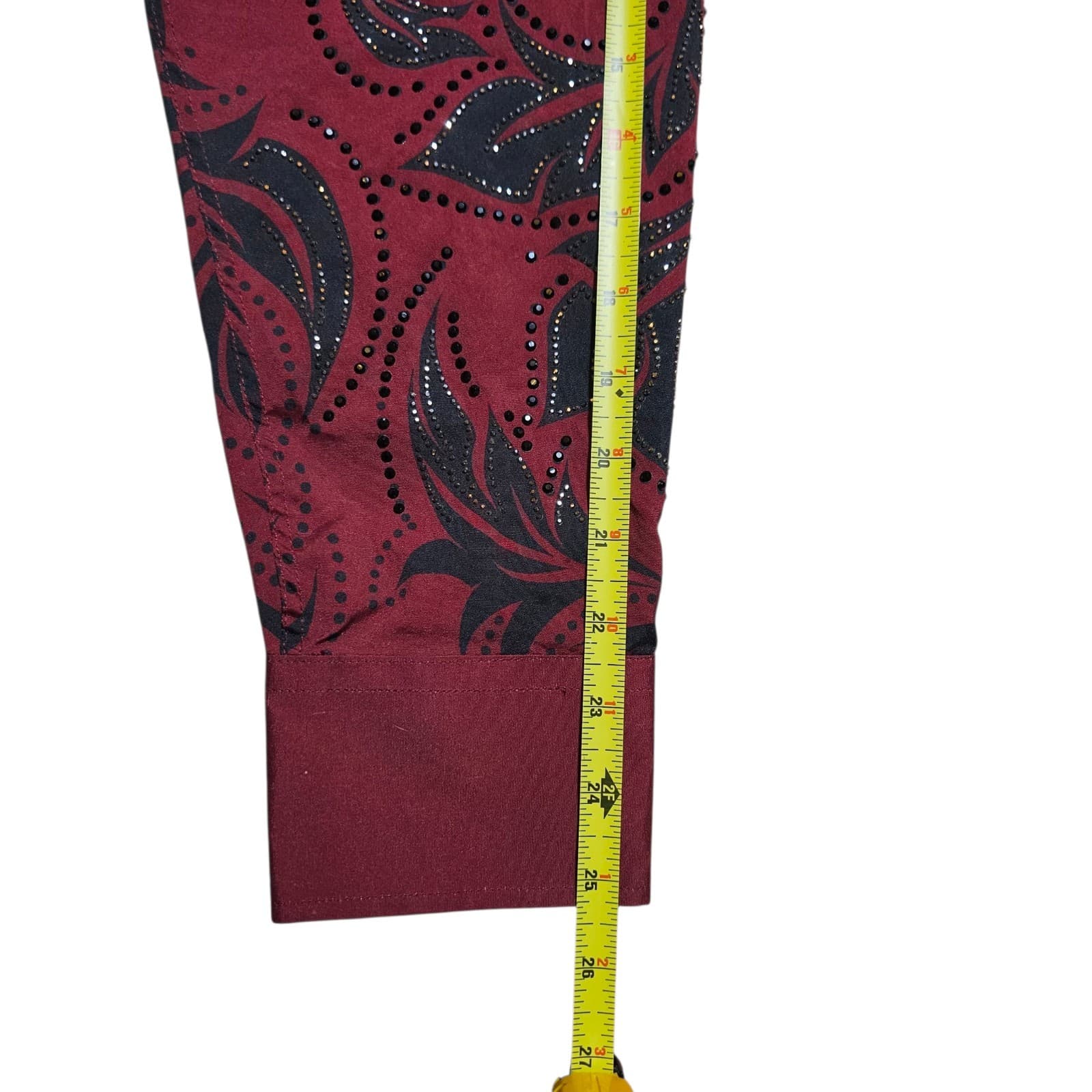 ​DeNiko XL Mens Beaded Button Down Shirt Red Black Filigree Luxury Modal Stretch - Thumbnail 10