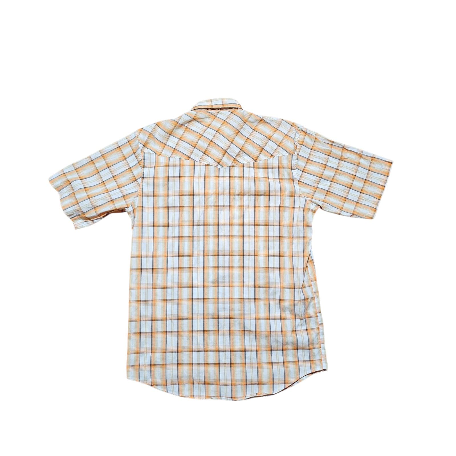 Western Trails Button Up Shirt Mens L Orange Plaid Pearl Snaps Short Sleeve - Thumbnail 6