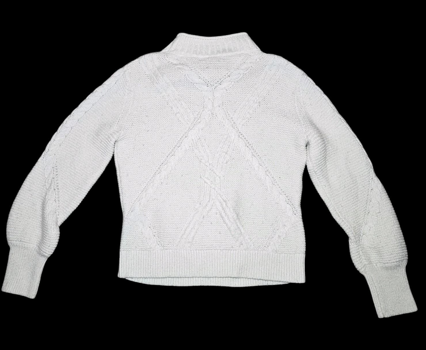 Banana Republic Cable Knit Sweater womans White Long Sleeve Size Small - Thumbnail 7