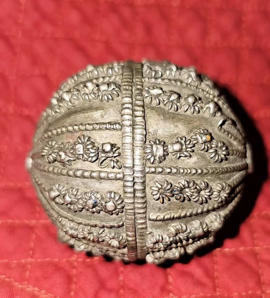 Antique Hand Crafted Metal Bedouin Ethnic Silver Bead Yemen, African Trade - Thumbnail 3