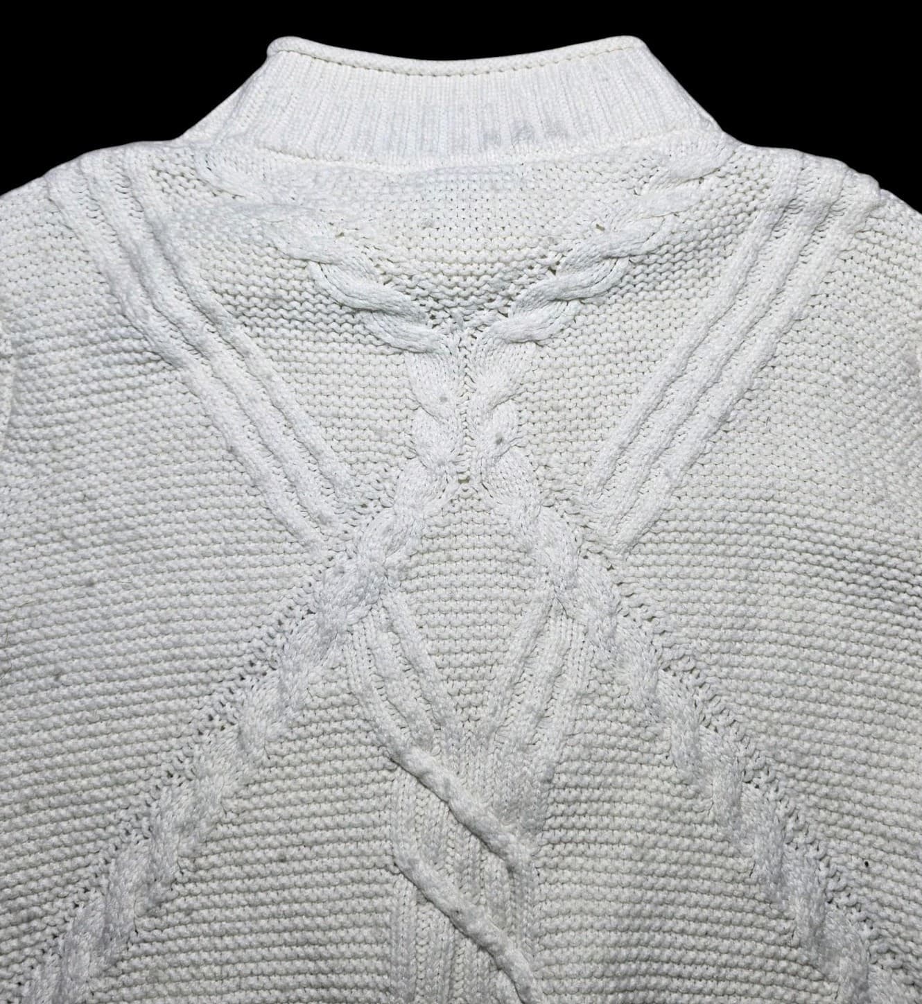 Banana Republic Cable Knit Sweater womans White Long Sleeve Size Small - Thumbnail 8