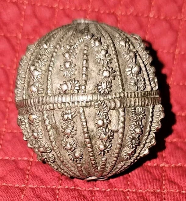 Antique Hand Crafted Metal Bedouin Ethnic Silver Bead Yemen, African Trade