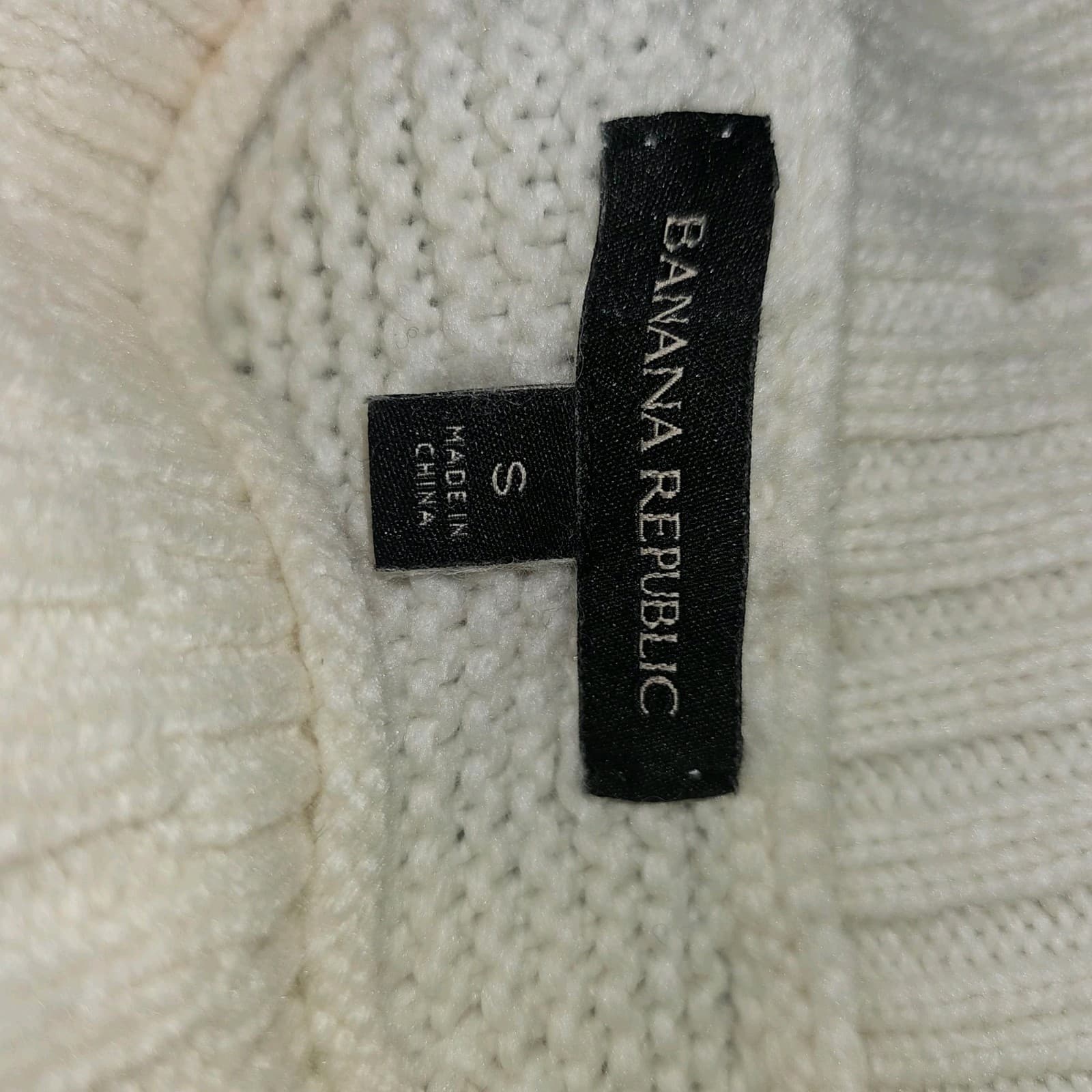 Banana Republic Cable Knit Sweater womans White Long Sleeve Size Small - Thumbnail 21