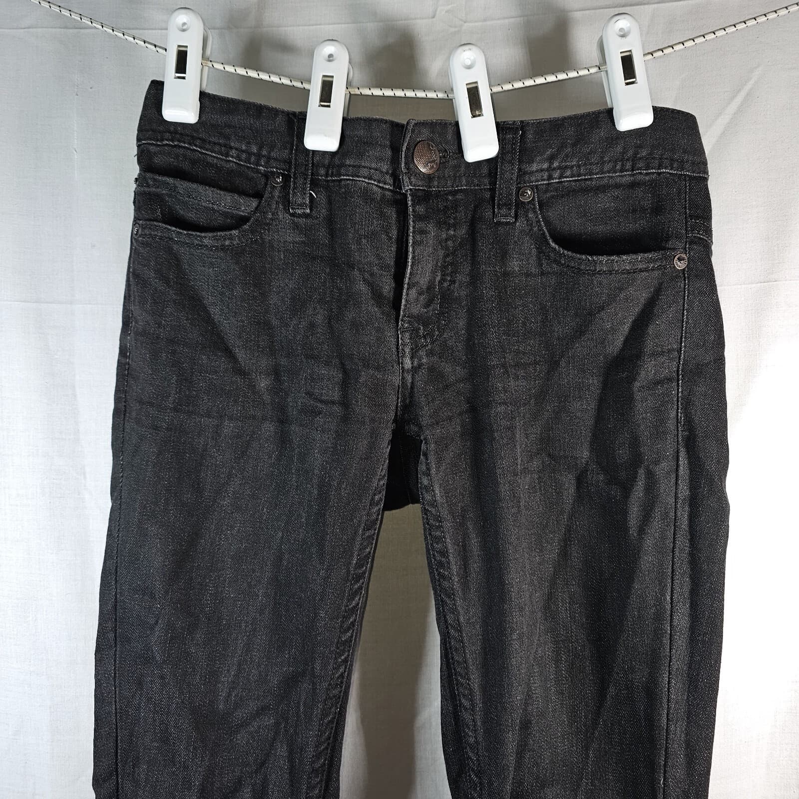 Free People Jeans Womens 25 Black Fade Stretch Midrise Skinny Distressed Raw Hem - Thumbnail 2