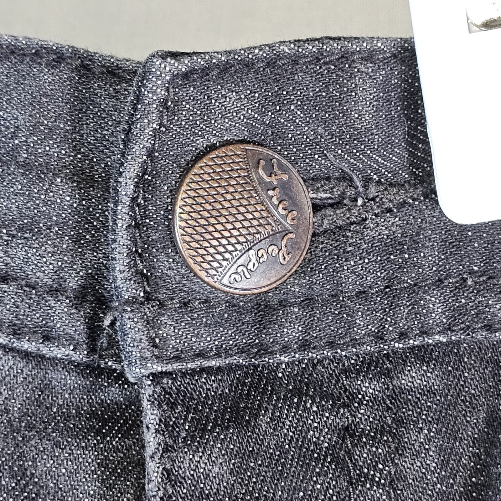 Free People Jeans Womens 25 Black Fade Stretch Midrise Skinny Distressed Raw Hem - Thumbnail 4