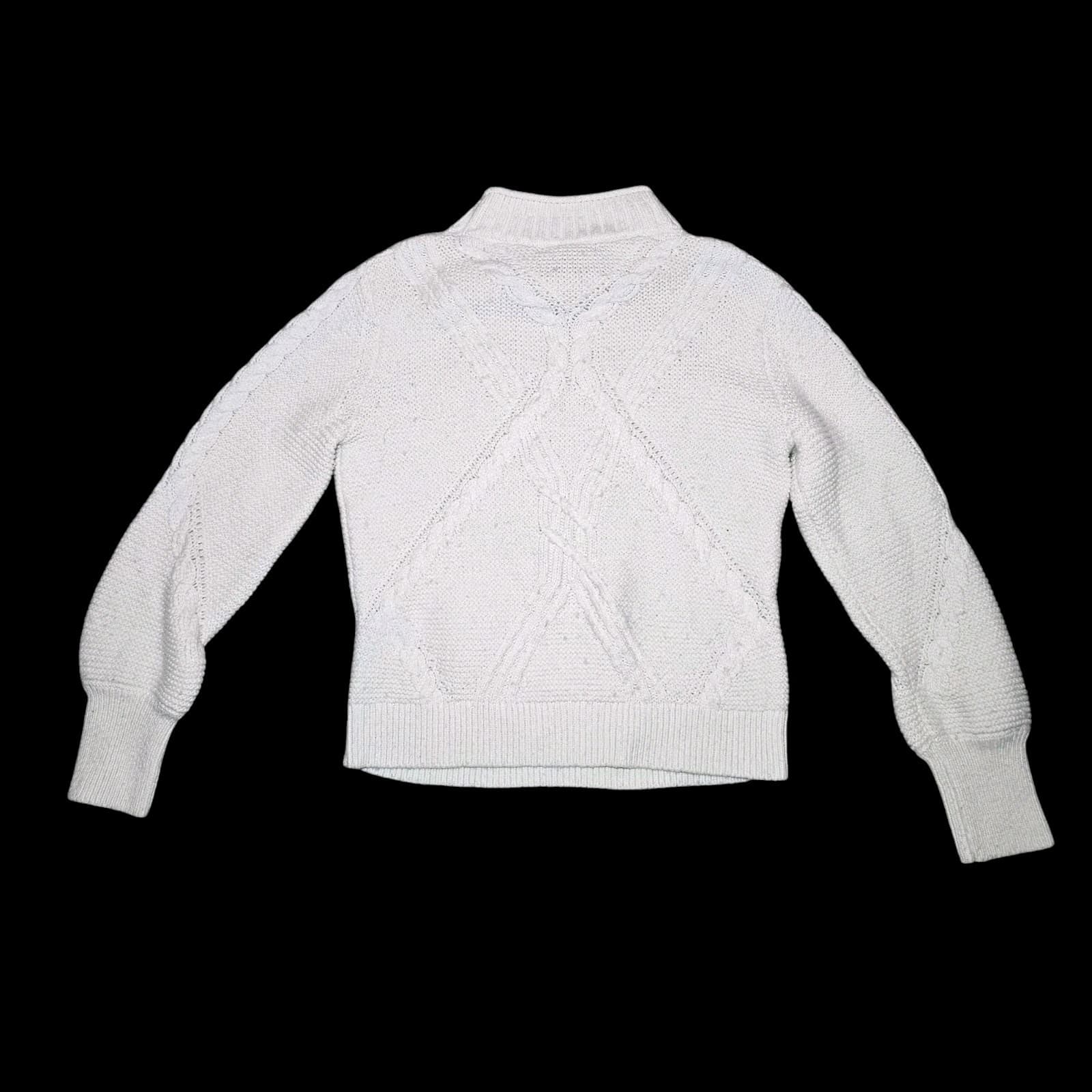 Banana Republic Cable Knit Sweater womans White Long Sleeve Size Small - Thumbnail 17