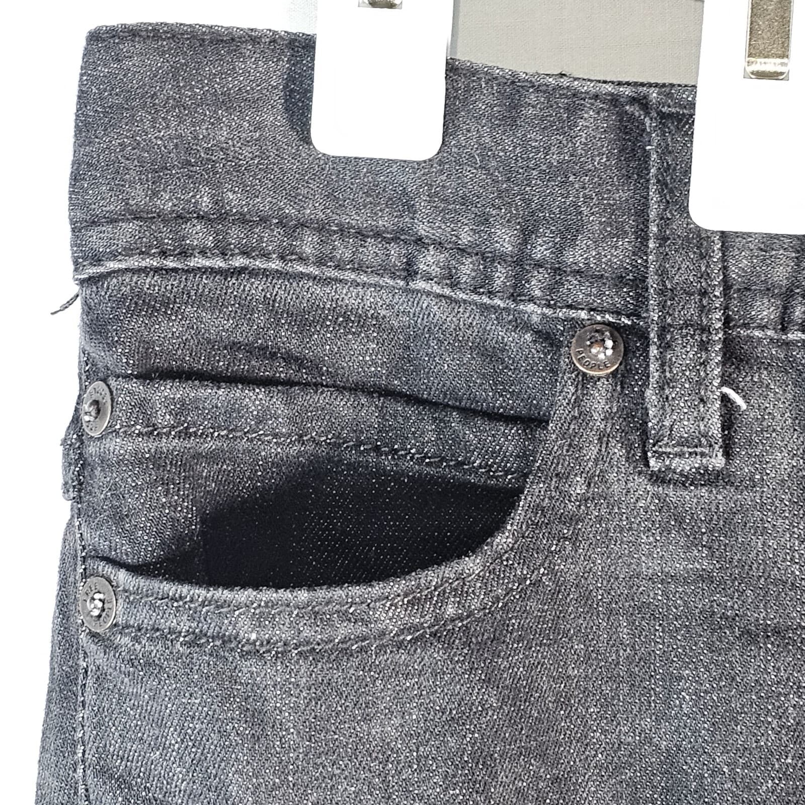 Free People Jeans Womens 25 Black Fade Stretch Midrise Skinny Distressed Raw Hem - Thumbnail 5