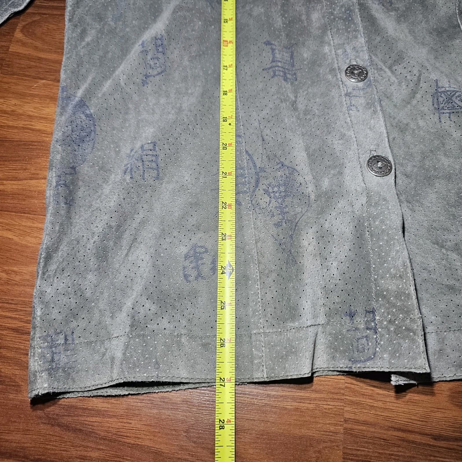 Chicos 100% Leather Button Up Japanese Print - Thumbnail 11