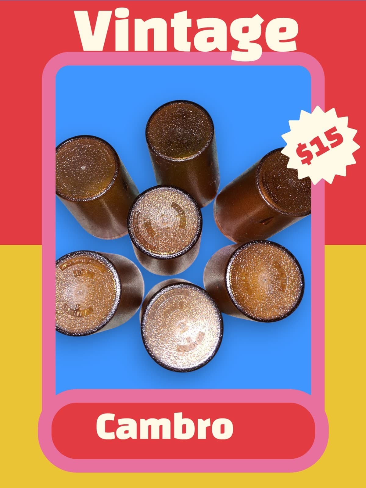 Cambro Vintage Brown Plastic Cups - Thumbnail 2