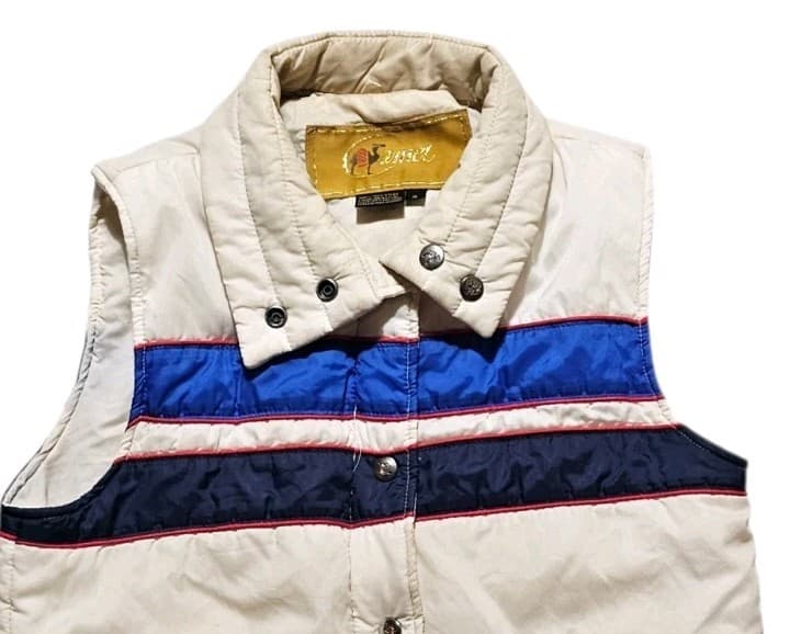 Vintage Camel White Blue And Red Men’s Puffer Vest Size Small - Thumbnail 3