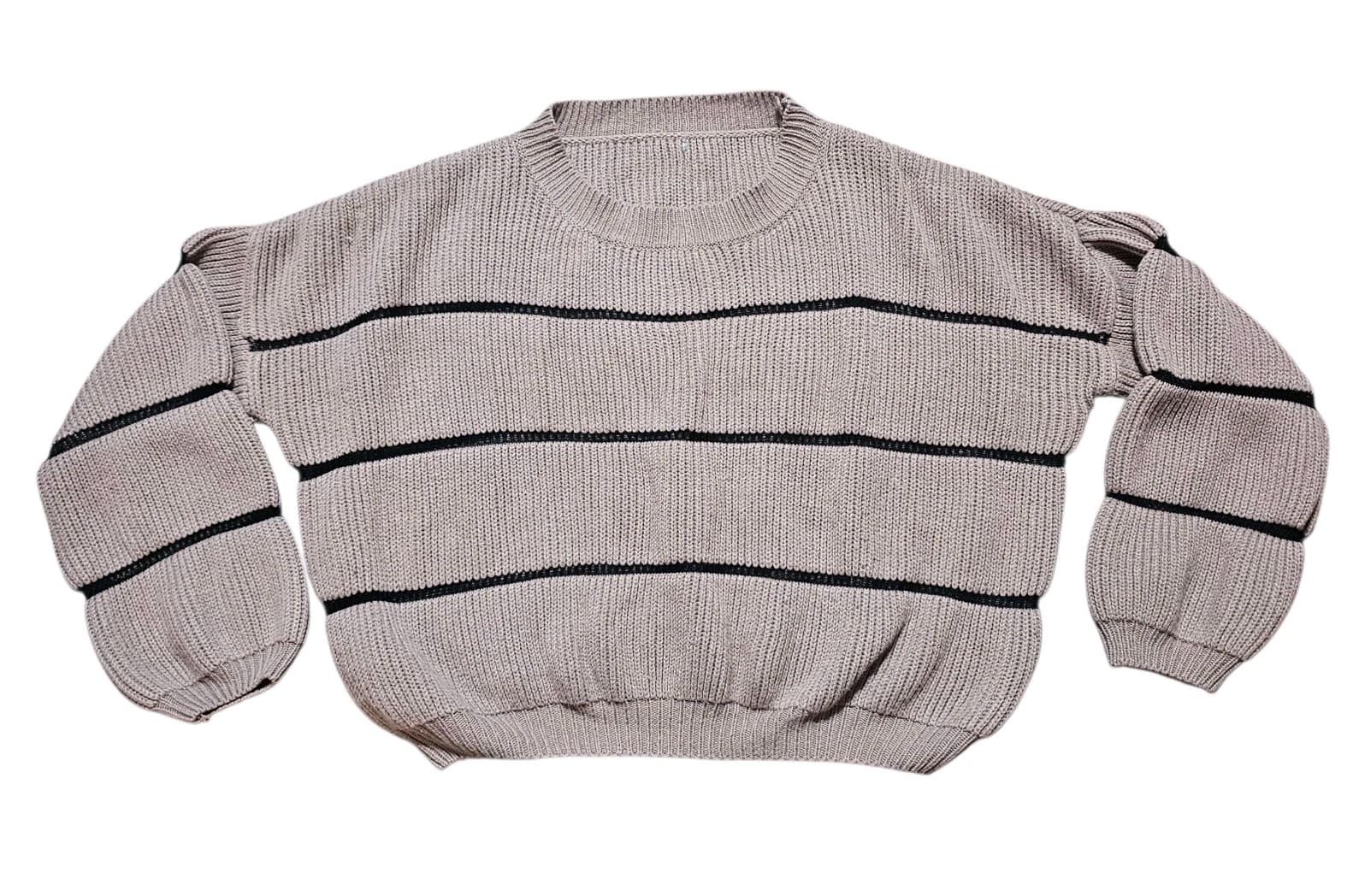 Charlotte Russe Women's Brown Black Knitted Crop Top Sweater - Size XL(No Tag)