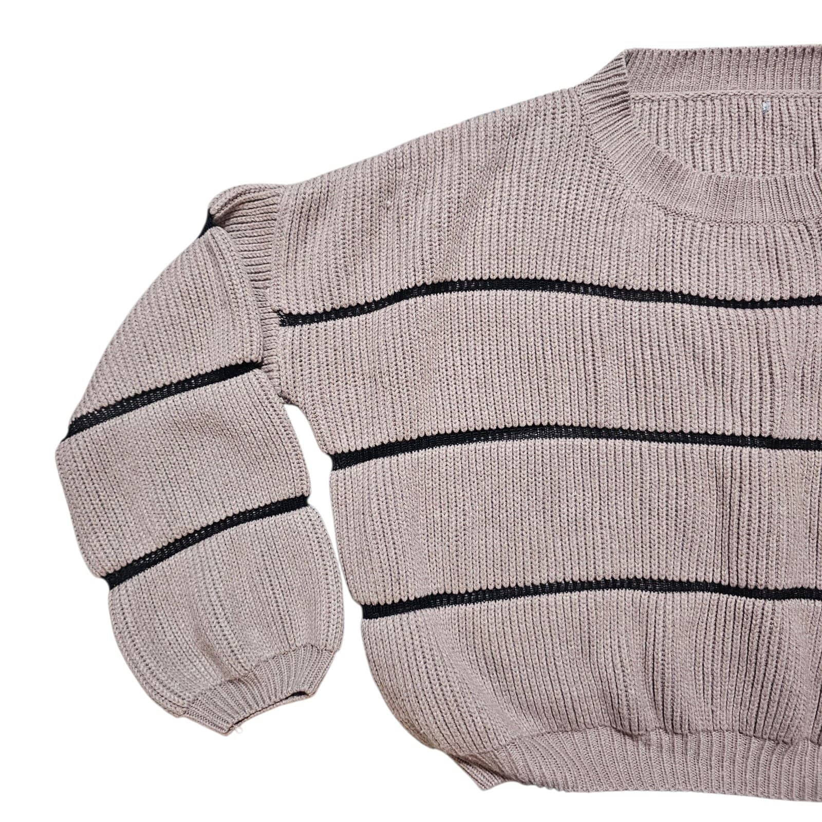Charlotte Russe Women's Brown Black Knitted Crop Top Sweater - Size XL(No Tag) - Thumbnail 4