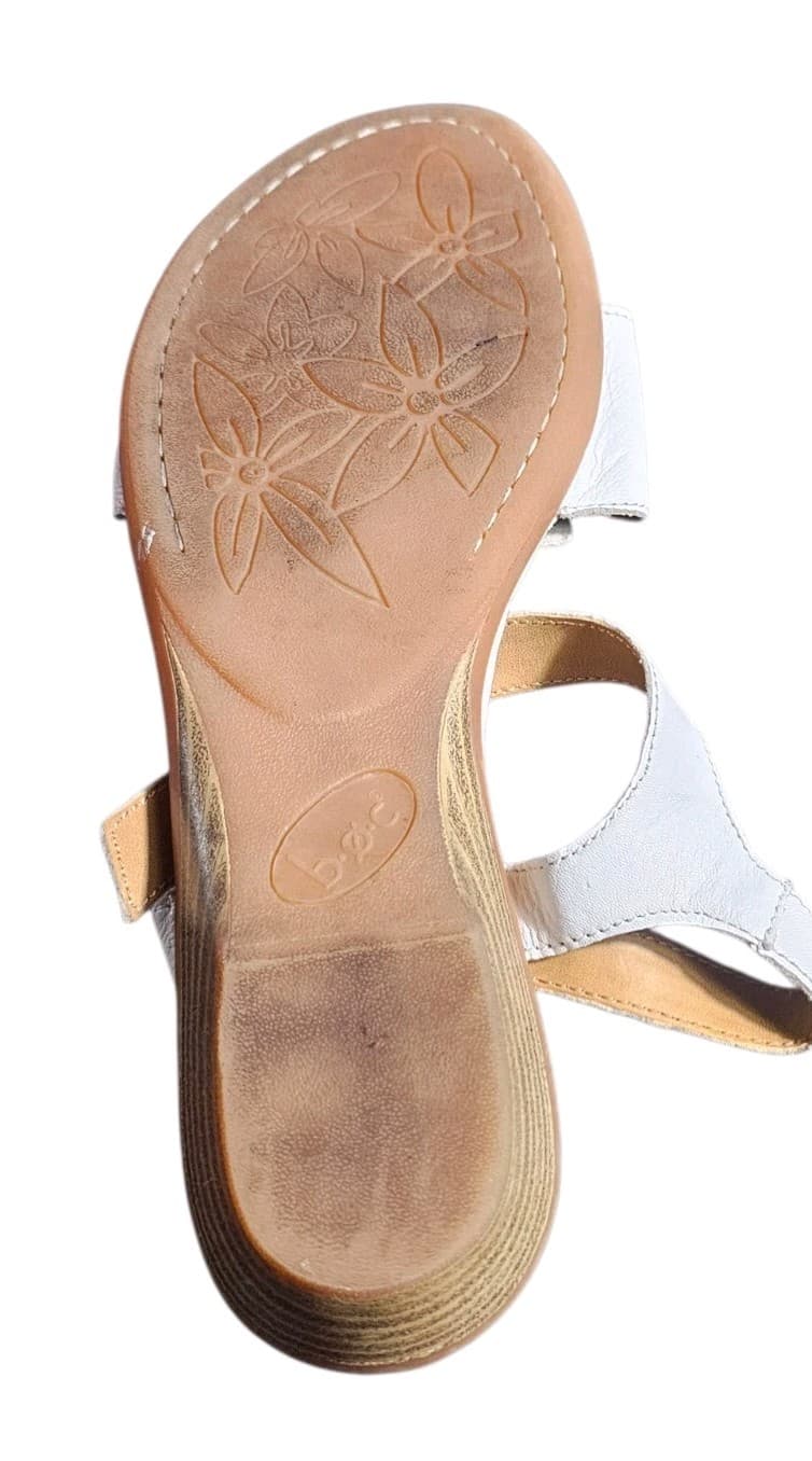 B.O.C. Born Concept Estella White Leather Floral Wedge Sandals Womans Size 10 - Thumbnail 10