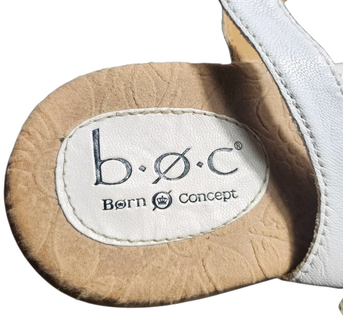 B.O.C. Born Concept Estella White Leather Floral Wedge Sandals Womans Size 10 - Thumbnail 8