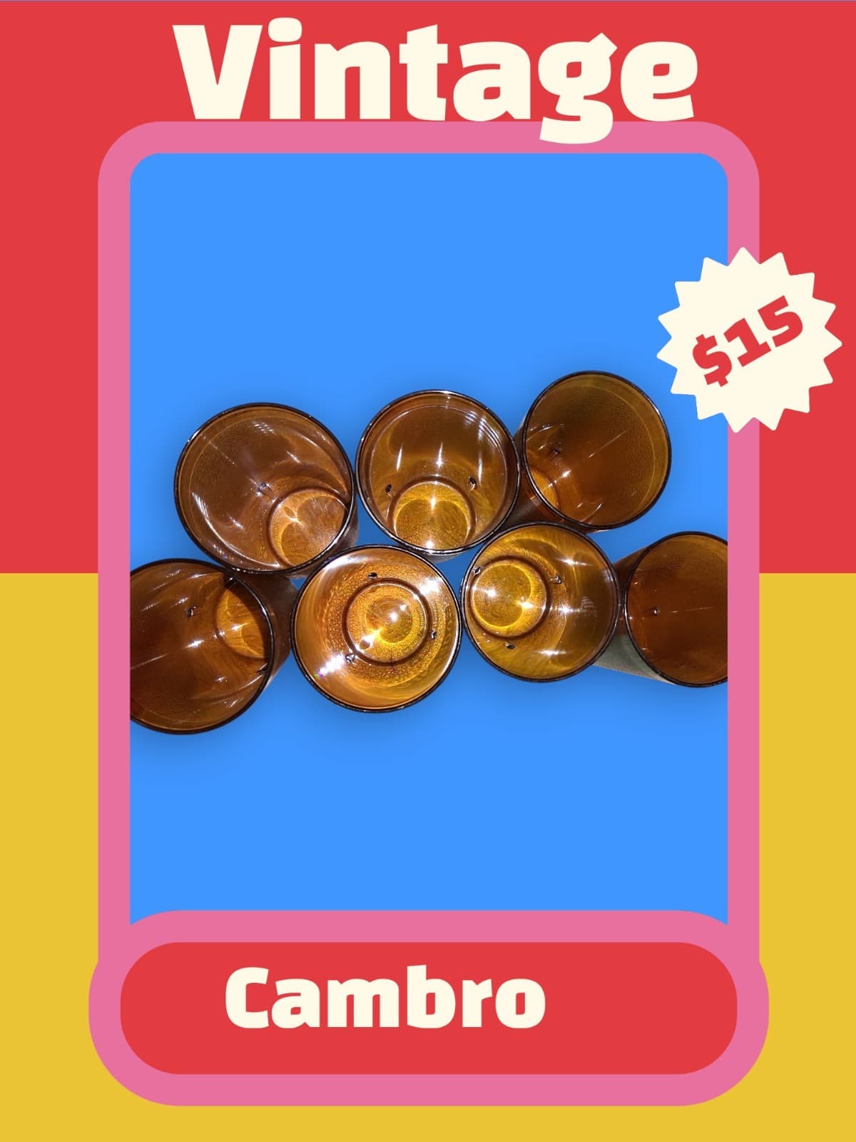 Cambro Vintage Brown Plastic Cups - Thumbnail 3